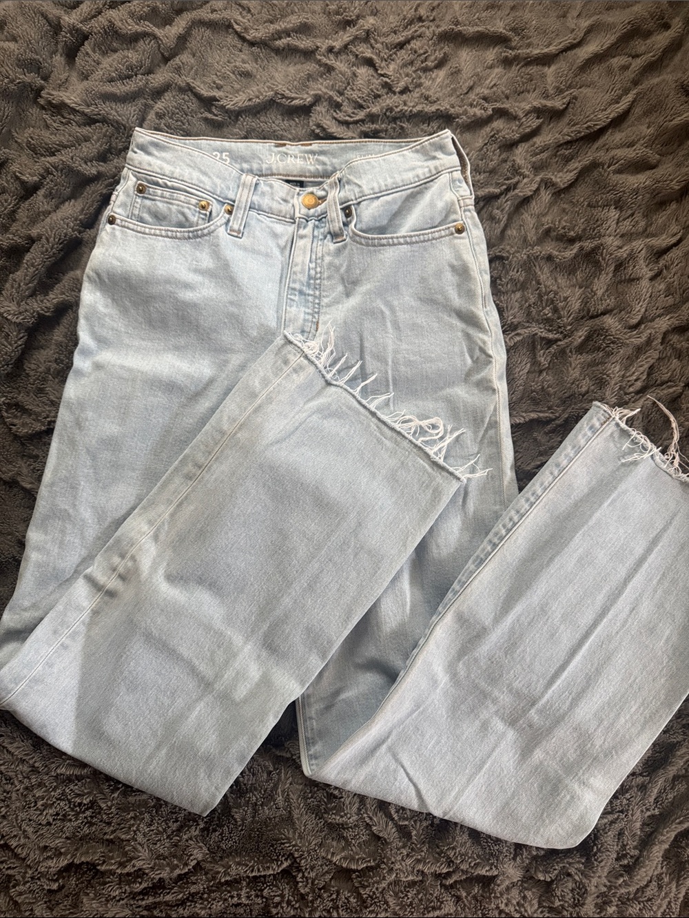 J. Crew Light Blue Straight-Leg Jeans with Raw Hem